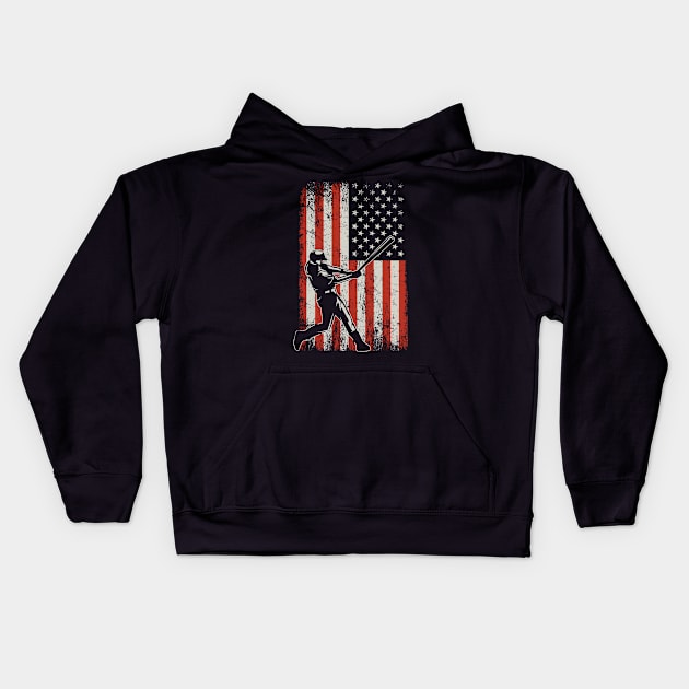 USA Baseball Flag Kids Hoodie by ryanjaycruz